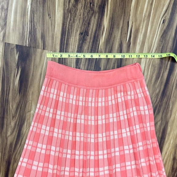 Kate Spade New York Pink Peach and Coral Plaid Pleated Accordion Skirt - Picture 4 of 8